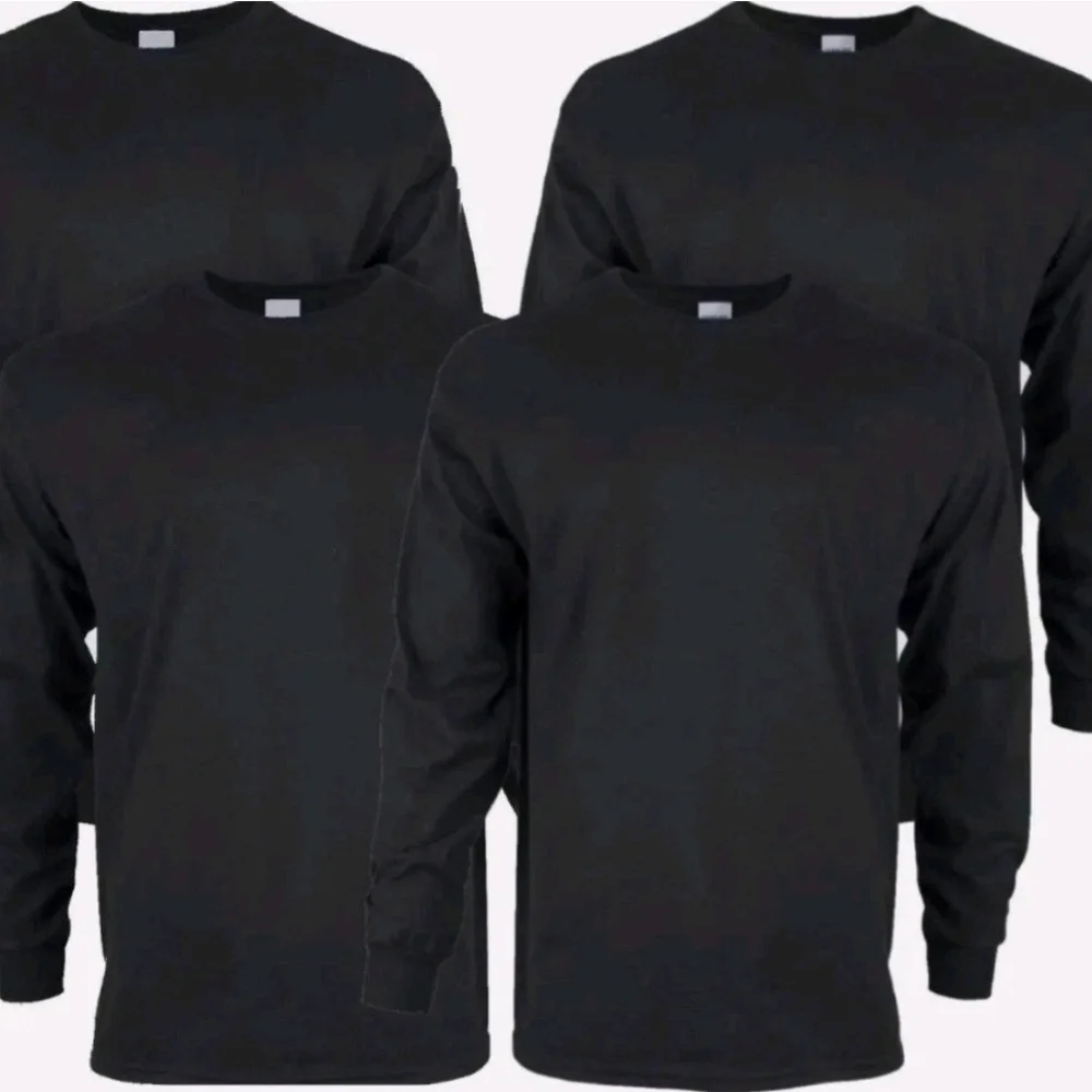 Gildan Adult Ultra Cotton Long Sleeve T-Shirt G2400 Black (4 Pack) LARGE ONLY